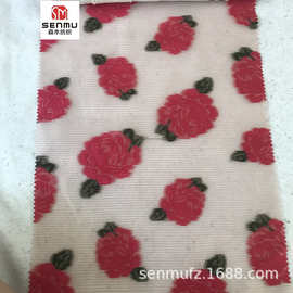 欧根纱提花面料花卉锦涤纶布料色织条纹提花礼服欧连衣裙服装面料