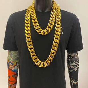 Cross-border Creative Internet Celebrated Big Gold Chain Local Hero Men's Golden Plastic Performance Props Trick People Live
