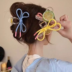 レモンムード〜女性の後頭部用の新鮮なヘアピン、かわいいリボンクリップ、2025年の新しいサメクリップ、ハイエンド