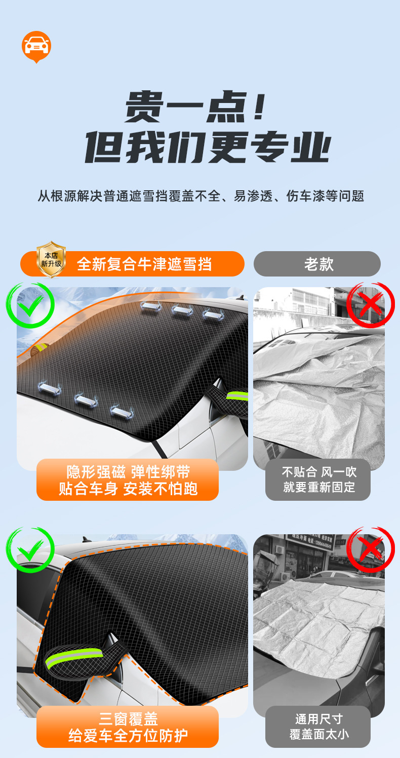 Car snow shield front windshield sunshade magnetic suction car half cover car snow shield anti-frost anti-freeze clothes