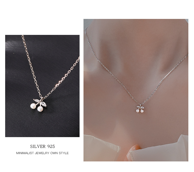 Lobster Trigger Clasp Closure Clasp Closure Type 1 Piece 925 Sterling Silver Cherry 925 Sterling Silver Cable Chain Pendant Necklace