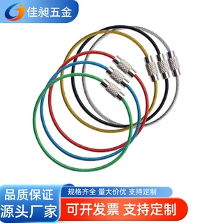 定制包塑不锈钢钢丝绳钥匙圈吊牌挂绳diy小饰品配件行李牌钢丝锁