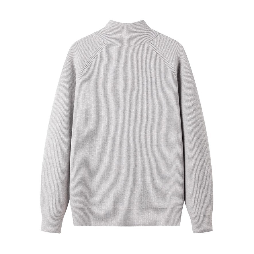 Otoño e invierno nuevo estilo de los hombres suéter transfronterizo de tamaño europeo para hombres de manga larga con media cremallera cuello alto color sólido suéter de tendencia casual de todo fósforo