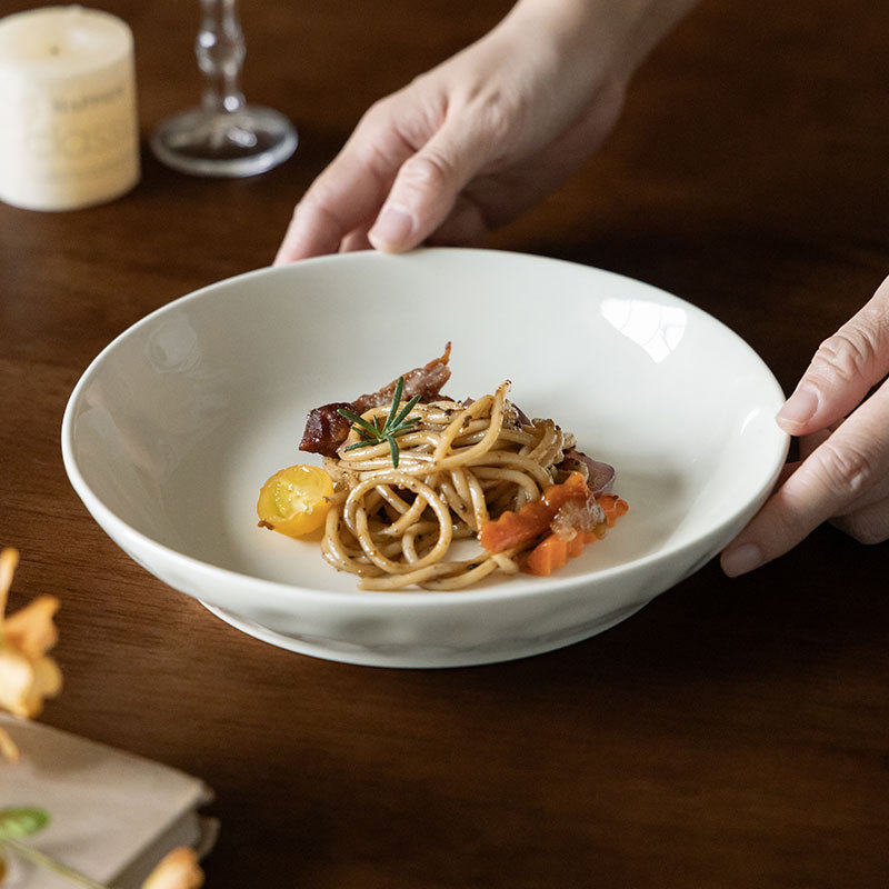 Plato de color crema casero platos de color sólido platos de mesa de alta calidad platos de comedor platos de pasta platos de postres