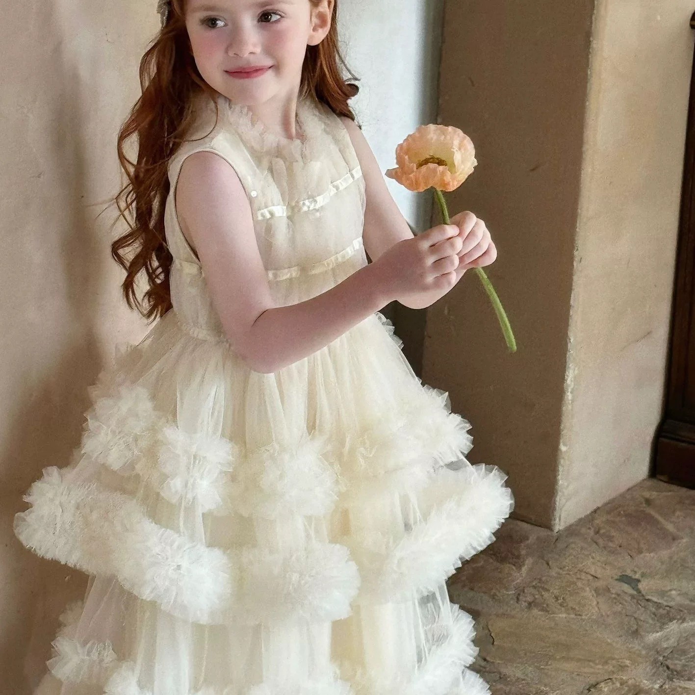 Cross-Border New Children's Clothing Summer Dress Children's Skirt Fashionable Sleeveless Mesh Fluffy Cake Skirt Girls' Dress