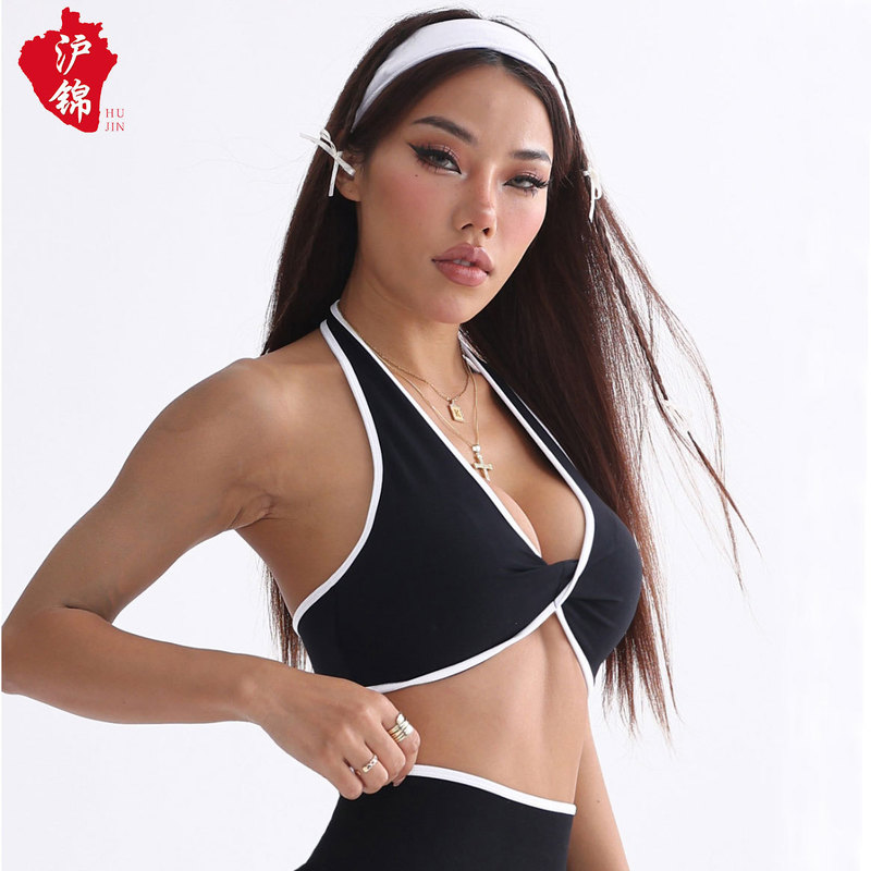 沪锦扭结瑜伽服背心健身运动内衣吊带背心女胸垫运动文胸内衣|undefined