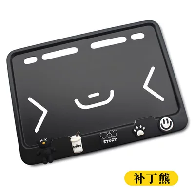 Thickened Solid Design – Electric vehicle license plate frame - black-patch-bear