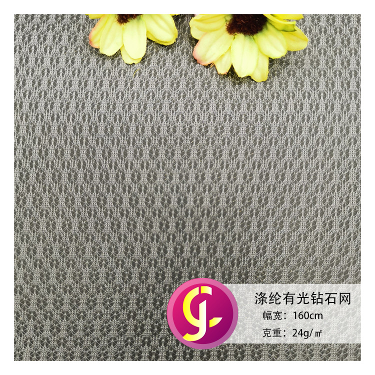 涤纶有光钻石网 全涤工艺绣花网布 面膜压缩网眼布