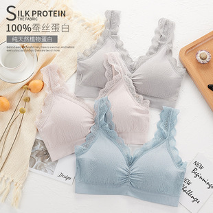 Spring and Summer Plus Fat Wrap Chest Sexy Lace Beautiful Back Push-up Strapless Rim-free Vest with Removable Latex Inner Cup