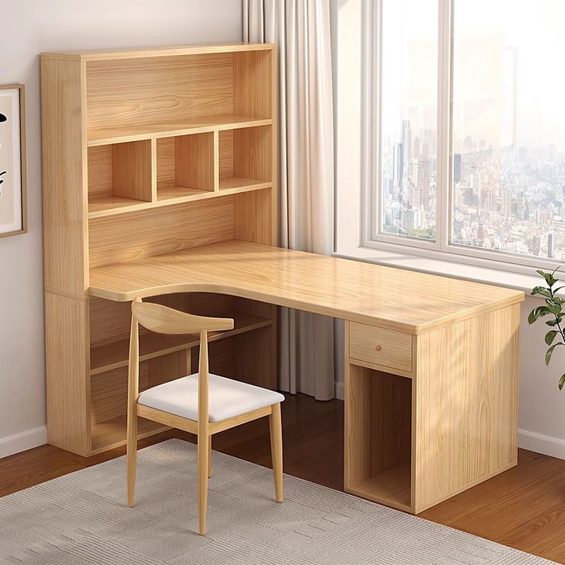 Student Home Corner Desk Bookshelf Integrated Table Bedroom Simple Learning Writing Desk Double Computer Table with Bookshelf