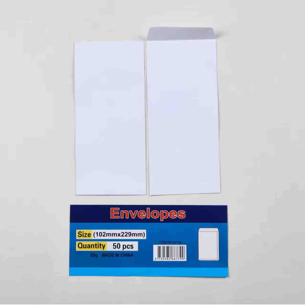 Phong bì tiêu chuẩn kiểu Trung Quốc màu trắng tùy chỉnh, kích thước 9"*4", dùng cho thiệp mời, có phần mở trống, phong bì đựng lương, phong bì thư trắng tinh khiết.