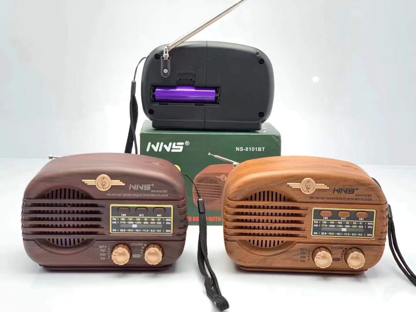 새로운 NS-8101BT 레트로 블루투스 스피커 라디오 카드 서브 우퍼 창조적 인 선물 미니 스테레오