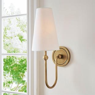 French-Style Vintage Bedroom Bedside All-Copper Linen Wall Lamp, Retro Simple American-Style Living Room Corridor Bathroom Mirror Front Lamp