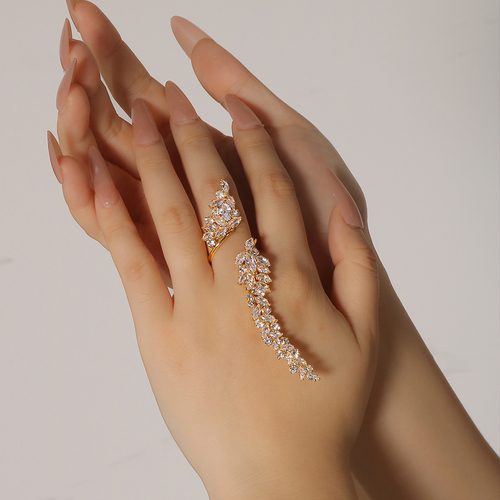 Cross-border New Opening Zircon Ring European and American Fashion Bride Adjustable Full Diamond Ring Bracelet Women's Accessories Ring