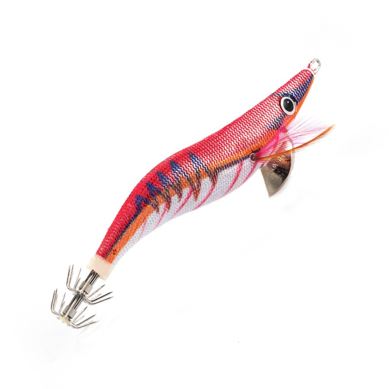 LT130818 Luya madera Camarón luminoso falso cebo rayo patrón 3D simulación ojo pulpo cebo