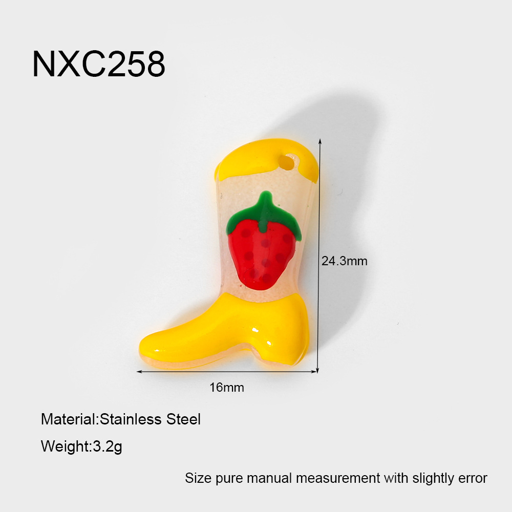 9g Weight Beads Jewelry Making Type 25*25mm Jewelry Making Size 1 Piece Quantity Glass Material Fruit, Heart Shape, Boots Pattern Cute, Sweet Style Irregular Craft 1 Piece 25*25mm Glass Fruit Heart Shape Boots Polished Beads DIY Jewelry Accessories 10