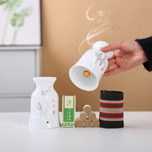 正品藏红方陶瓷艾灸刮痧杯双层 防烫热敷按摩罐家用随身灸源头厂