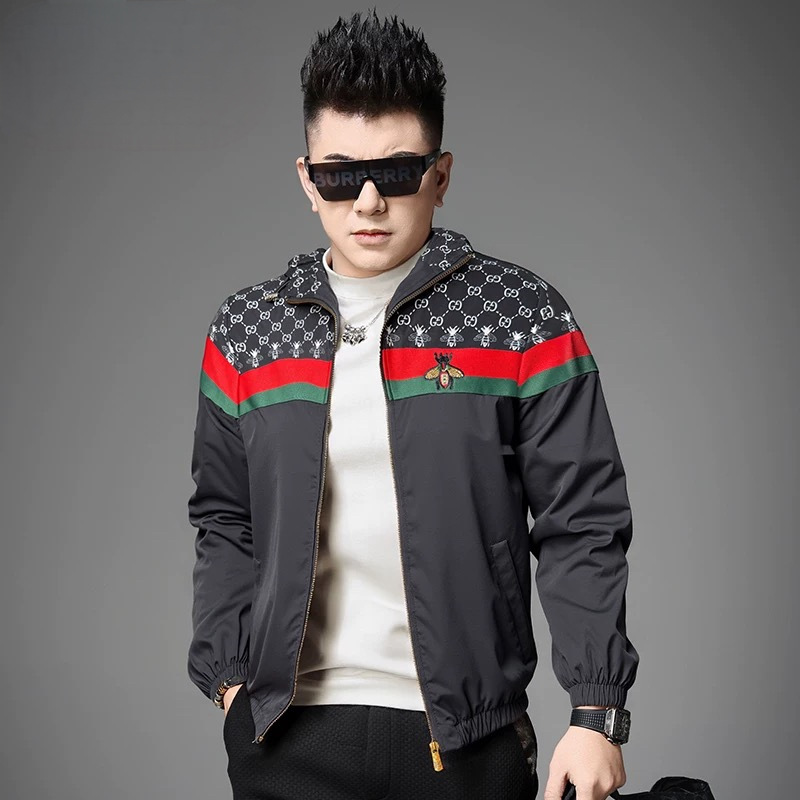 European Station 2025 Trendy Brand Spring and Autumn New Bee Embroidery Jacket Men's Slim Korean Style Coat Men's Top European Station 2025 Trendy Brand Spring and Autumn New Bee Embroidery Jacket Men's Slim Korean Style Coat Men's Top