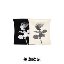 美潮欧范 新款 女装 欧美风时尚气质玫瑰花印花针织抹胸