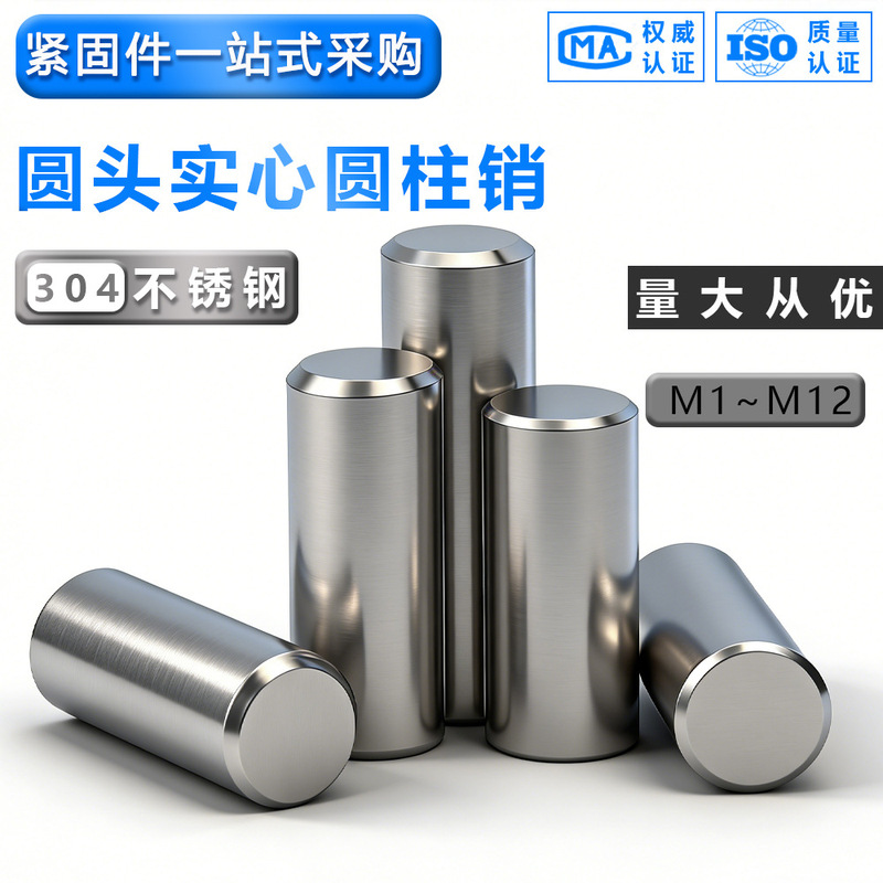 Factory Direct Supply of 304 Stainless Steel Cylindrical Pins Gb119 Positioning Pins, Fixing Pins, Shaft Pins, Solid Double-Ended Chamfered Pins