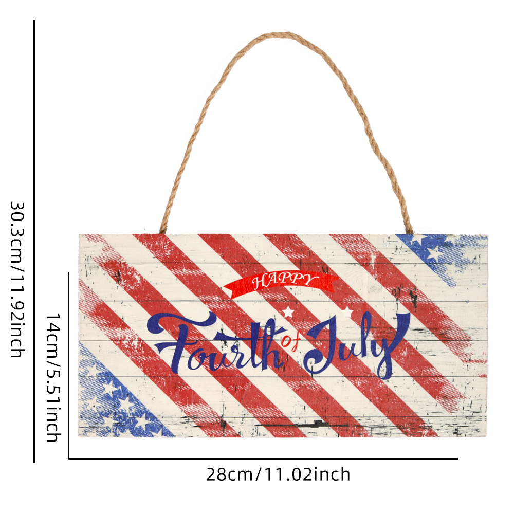 Letrero de madera del Día de la Independencia de Amazon, placa de madera con bandera estadounidense, decoración para fiestas americanas, letrero de bienvenida vintage para puerta, decoración colgante