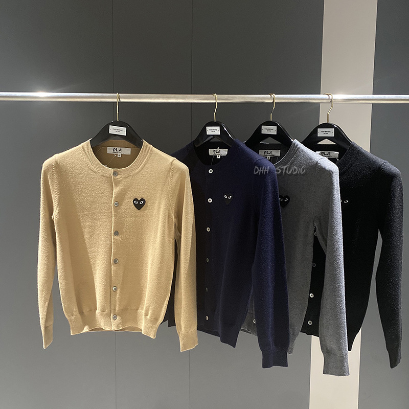 Kawakubo Knit Sweater Cardigan for Men and Women, Short Loose-Fitting Couple's Heart-Pattern Wool Coat, Long-Sleeve Lazy Style