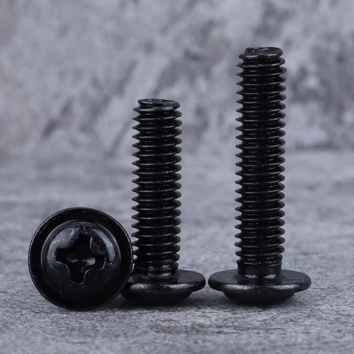PWM black plated cross pan head screws with washer M2/M3 cabinet round head screws computer case screws M4
