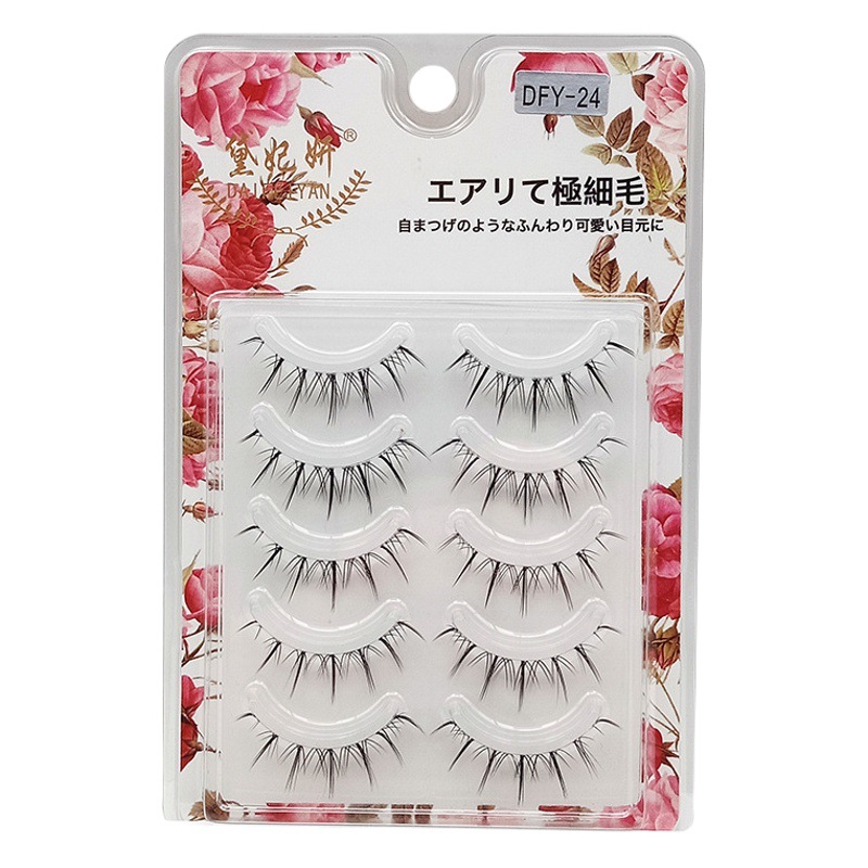 Perezoso ultra-fino tallo transparente curling tufted pestañas postizas naturales pequeño diablo de una sola pieza pestañas novato