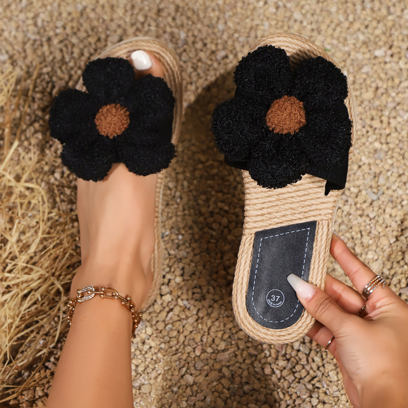 Women's Casual Vacation Floral Open Toe Slides Slippers display picture 18