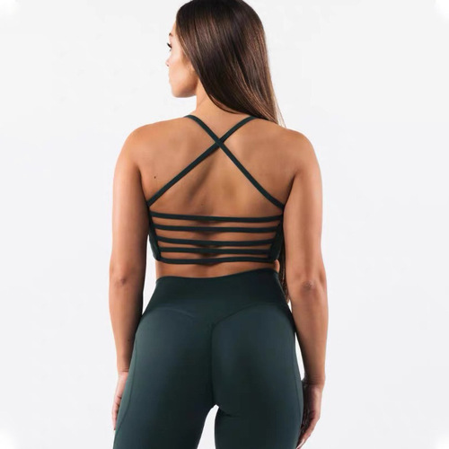 European and American foreign trade cross-border yoga vest women's beautiful back with chest pad high elasticity quick-drying sports fitness strap one piece shipment 