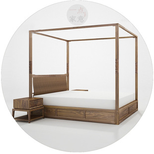 Bed Frame, Four-Poster Bed, Hotel Bed, Guesthouse Furniture Production Factory, Real Estate Wholesale Bed, Solid Wood, All Solid Wood