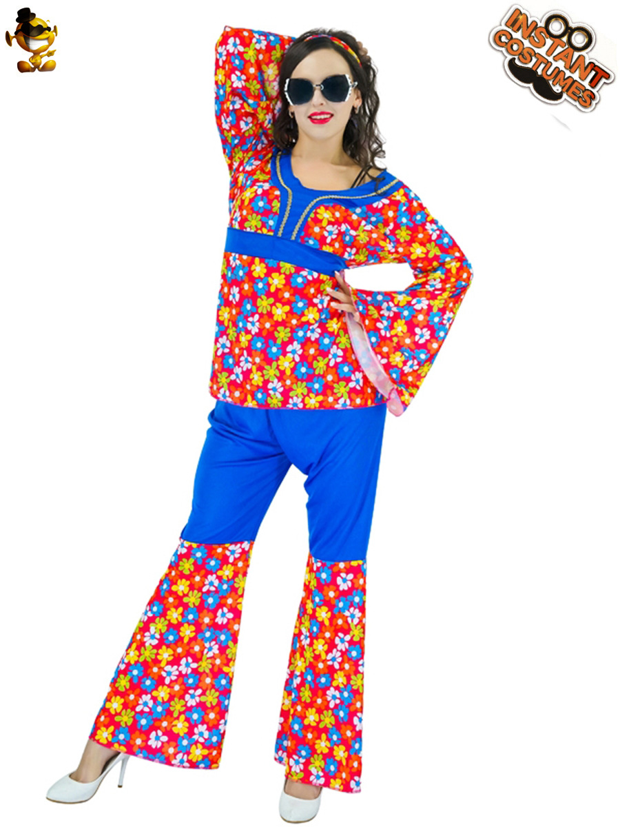 Mujeres adultas hippie traje 60 s discoteca carnaval etapa rendimiento ropa de las mujeres