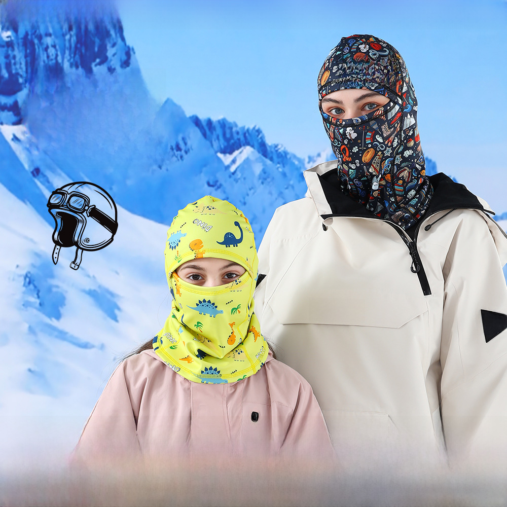 Qianqian wojia velvet windproof children's ski Hood fleece warm hat breathable face towel outdoor riding mask