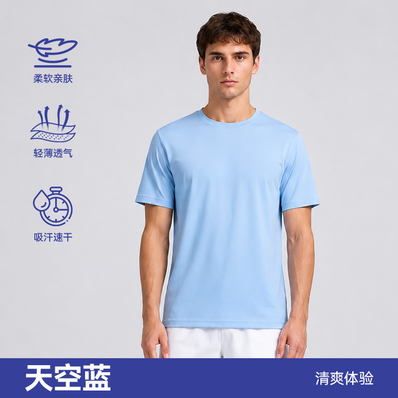 Verano nuevo hombre camiseta de algodón de bambú absorción de sudor deportivo de manga corta multicolor opcional logotipo imprimible al por mayor