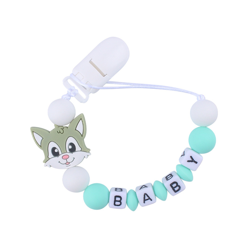 Nuevo bebé suministros chupete cadena bebé creativo dibujos animados animal gato silicona mordedura pegamento anti-gota cadena