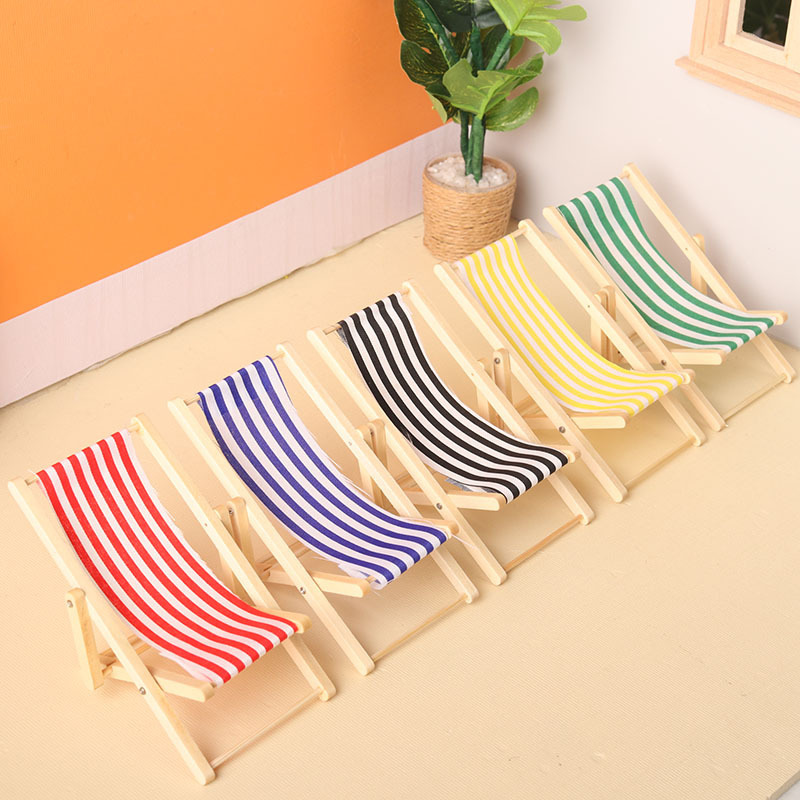 Miniature Food Toy Model Leisure Lounge Chair Beach Chair 1:12 Minutes Ob11 Dollhouse Dollhouse Scene DIY