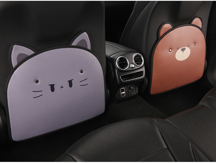Car Anti-Kick Pad Cartoon Cute Stereo Ears Kidsren's Seat Back Anti-Scratch Pad Universal Decorative Rear Seat Back Anti-Kick