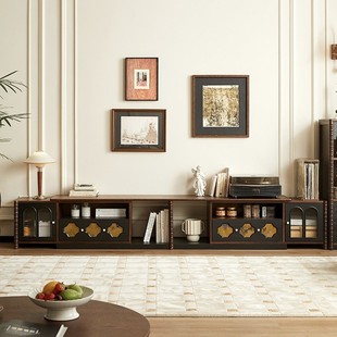 French-Style Retro Solid Wood Tv Cabinet Coffee Table Storage Cabinet American-Style Living Room Home Floor-Standing Small Apartment Set