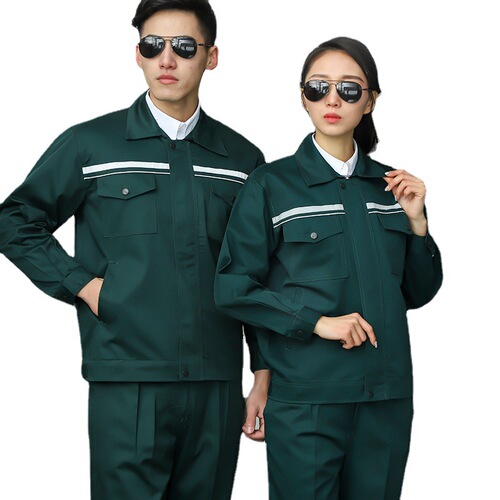 Men's Autumn/Winter Factory Workwear Set: Long-Sleeve Reflective-Strip Labor Protection Suit with Embroidery