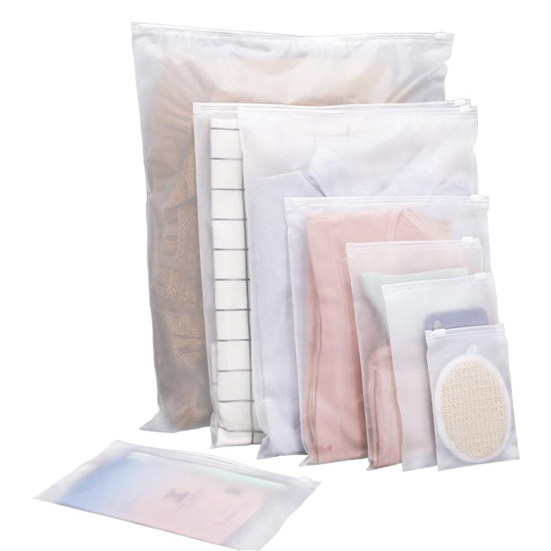 Bolsa de cremallera esmerilada PE calcetines ropa interior bolsa de embalaje bolsa de plástico transparente de almacenamiento ziplock bolsa de cremallera de ropa