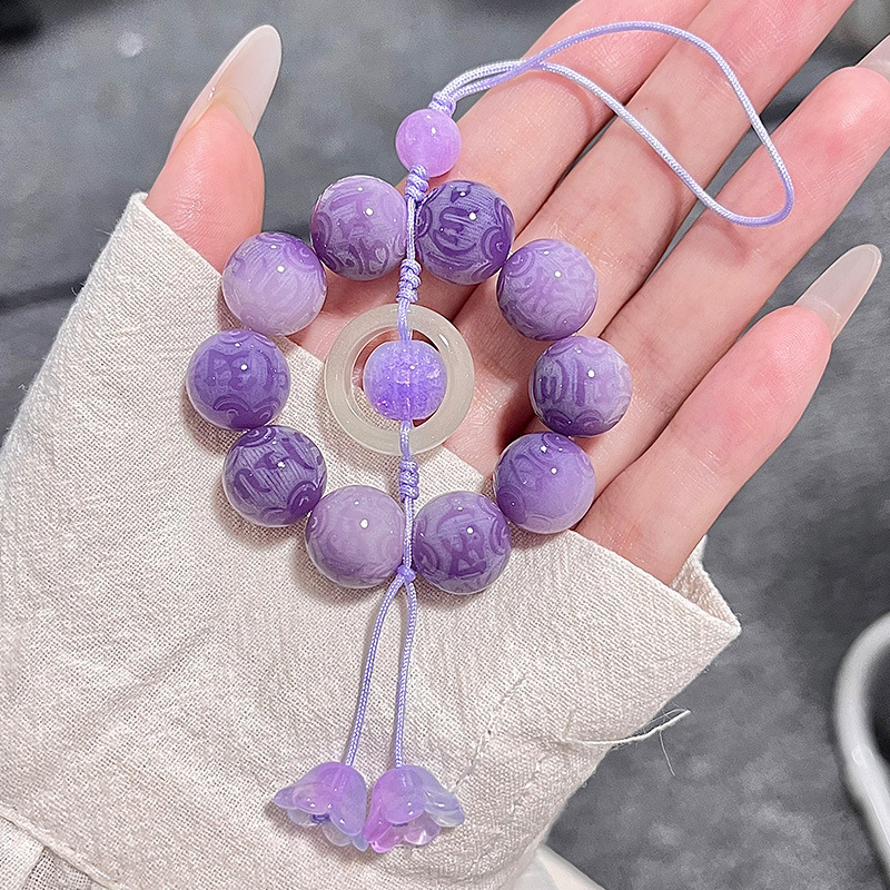 Purple Liyue 6자 모토 휴대폰 체인