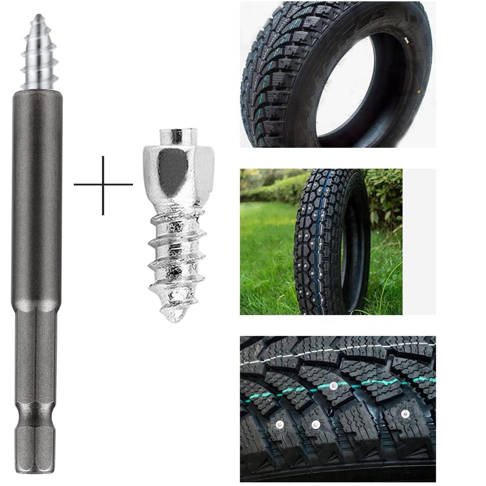 Winter Snow Anti-Skid Spikes Off-Road Tires Solid Tires for Off-Road Scooters, Mountain Bikes and Motorcycles, Wear-Resistant