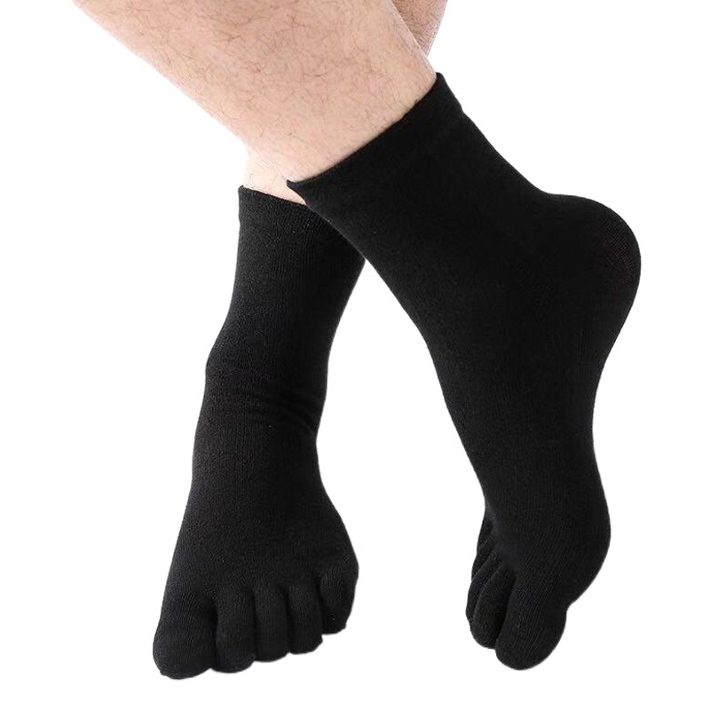 Otoño e invierno de algodón adulto calcetines de cinco dedos de la mitad de la pantorrilla gruesa de los hombres calcetines de alta punta dividida fábrica al por mayor