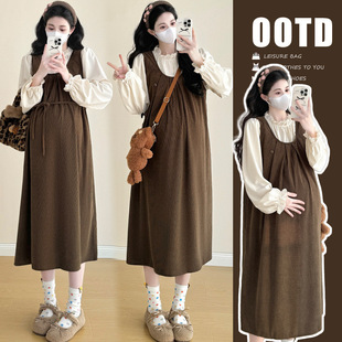 in stock New Style Collar Lace Shirt Folding Flower Bud Vest Dress Pregnant Women suit