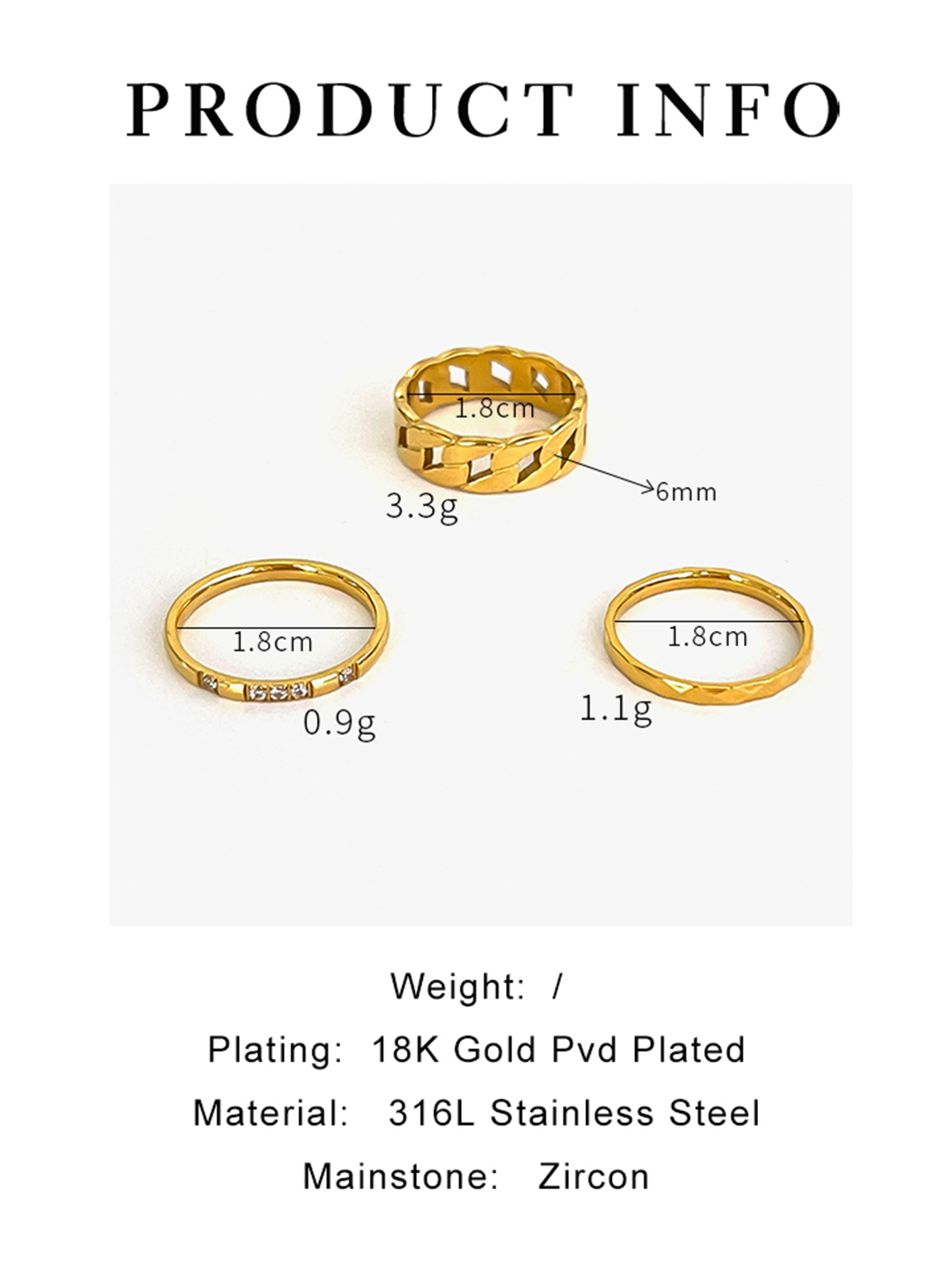 8g Weight 316L Stainless Steel Geometric Waterproof Non Tarnish Surgical Steel Modern Style Classic Style Rings For Women's
