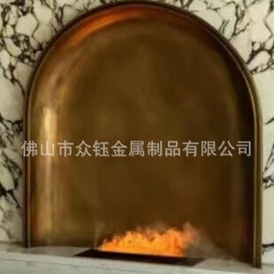 Light Luxury Villa Standard! Double Curved Imitation Copper Stainless Steel Fireplace Artificial Home Decoration Fireplace Decoration