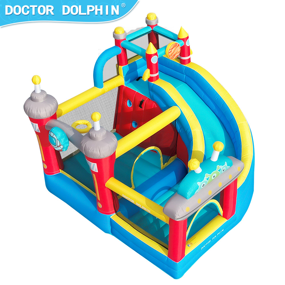 Dr. Dolphin | Castillo inflable para niños en casa Pequeño trampolín inflable interior Toboganes Castillo Paradise Camo de trampolín para el hogar