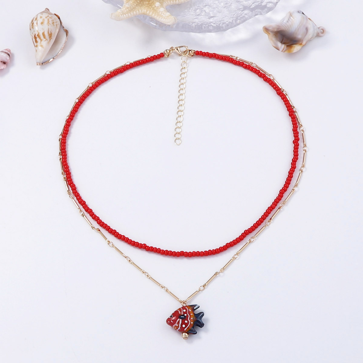 Fish Cute Seed Bead Ceramics Pendant Necklace Wholesale display picture 5