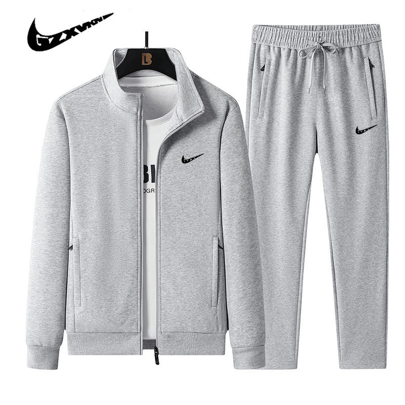 2025 Autumn New Sports Casual Suit Men's Stand Collar Cardigan Sweatshirt Sweatpants Running Fitness Trendy Two-Piece Set