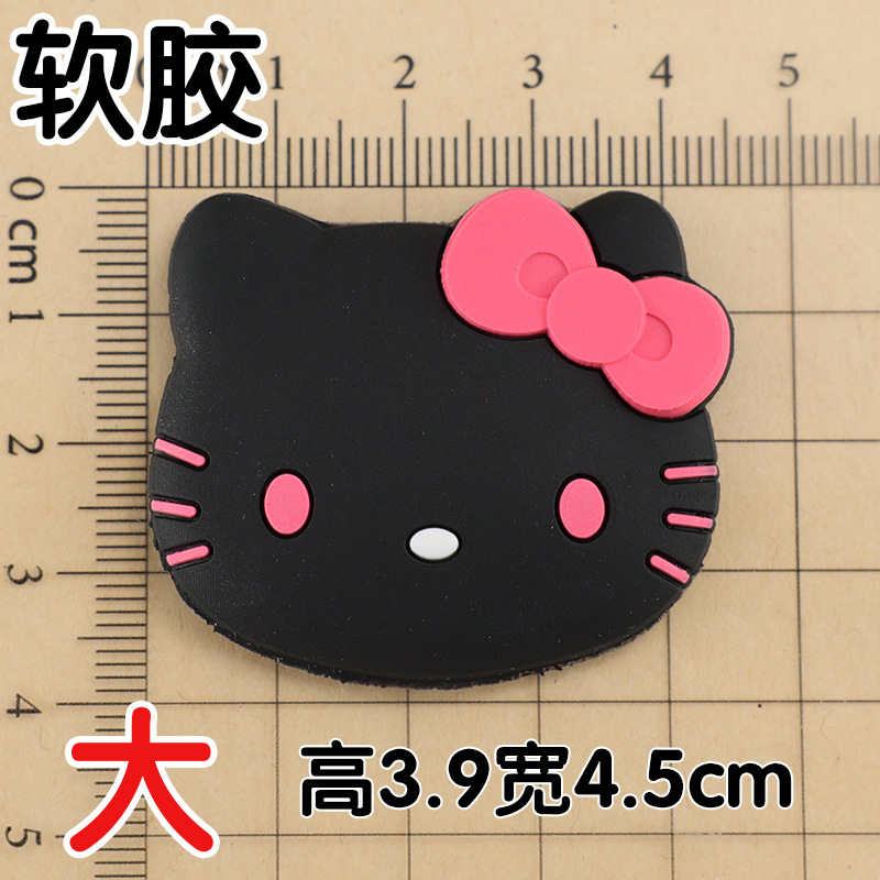 Soft glue: black peach large bow tie cat 3.9x4.5cm